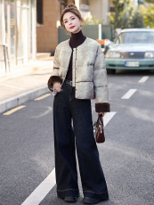 新中式提花国风羽绒服女2024冬新款小个子爆款气质保暖白鸭绒外套，女装羽绒服，橙子家