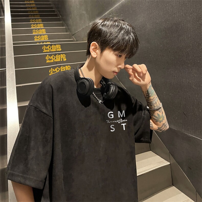 厚板硅胶！重磅常规美式麂皮绒硅胶短袖男JT417-P25,男装T恤,电商B371