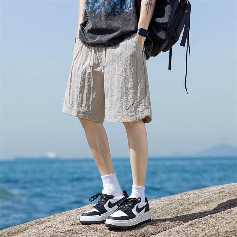 GENIOLAMODE冰丝速干美式运动宽松沙滩短裤男士夏季薄款休闲潮牌,男装牛仔裤,星座209