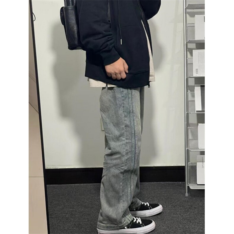 街头水洗做旧牛仔裤男春秋直筒宽松欧美高街vibe风长裤子NWG27,男装牛仔裤,星座1116A（原606A-3）