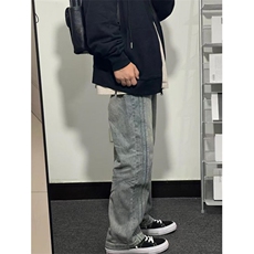 街头水洗做旧牛仔裤男春秋直筒宽松欧美高街vibe风长裤子NWG27，男装牛仔裤，星座1116A（原606A-3）