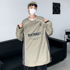 美式复古机能风拼接字母印花卫衣男女宽松休闲上衣HW118P50，男装卫衣，星座1116-2
