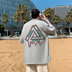 港风夏季纯棉宽松休闲圆领重磅230克短袖男T恤-T717-P20，男装T恤，星座310B