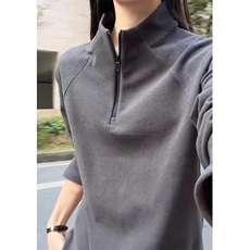半高领打底衫女春秋T恤女长袖修身拉链上衣双面德绒TWY62，男装T恤，星座1116A（原606A-3）