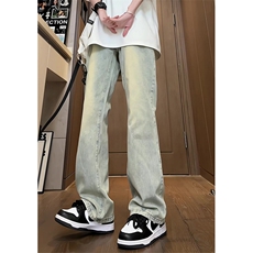 K911～有货（自家图）美式猫须水洗宽松微喇阔腿牛仔裤男-P55控78，男装牛仔裤，星座218-5