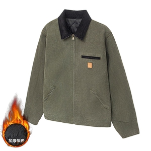 加绒牛仔棉服男冬季棉衣外套羊羔绒加厚毛领保暖外套MY1313-P138图片