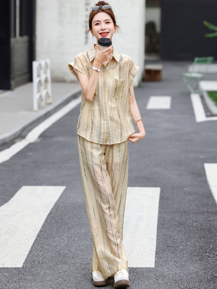 夏季穿搭时尚套装女2025夏装新款洋气减龄显瘦休闲百搭两件套潮,女装套装/套裙,梦依杭