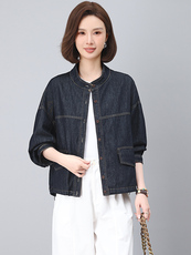 2025秋装新款简约时尚短款牛仔外套，女装短外套，阿丹