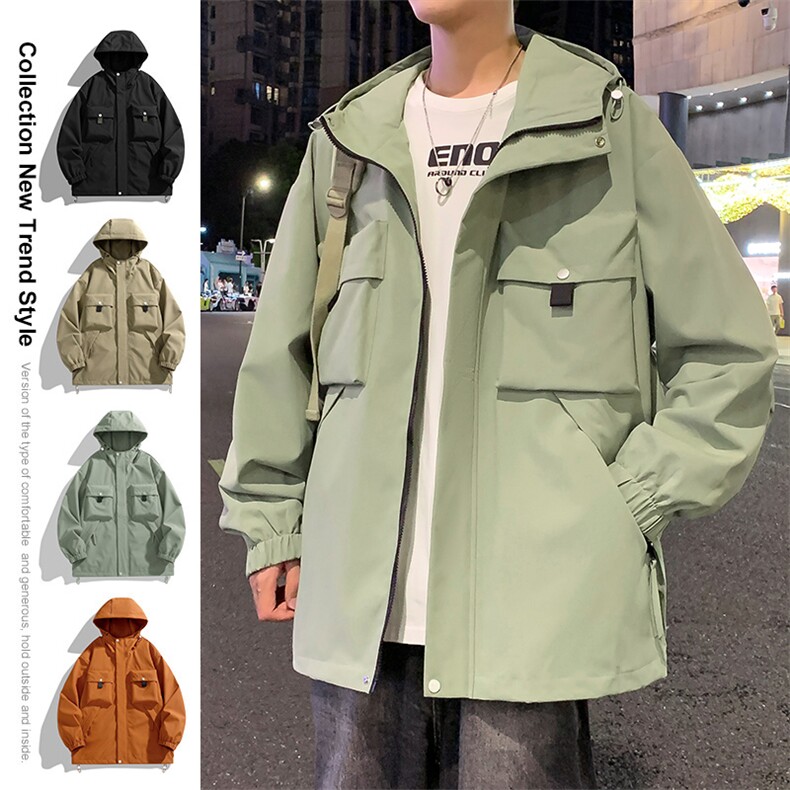 休闲拉链夹克情侣冲锋衣防风衣连帽外套JK451p75,男装夹克,电商D315