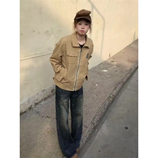 美式复古刺绣工装夹克春秋小众高级感宽松休闲翻领外套，男装夹克，星座1210-1