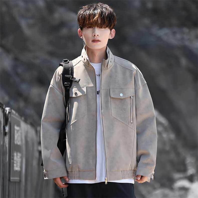 机车皮衣男秋季立领男士皮夹克休闲潮流外套青年A266-PY012-P75，男装皮衣，电商A266