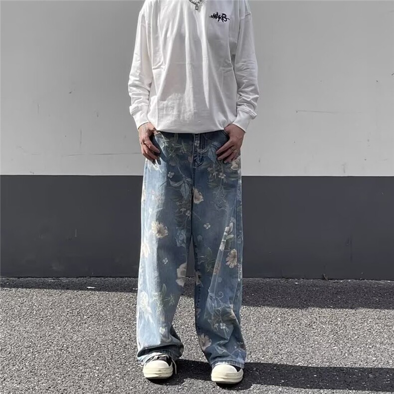 1506/QA0150/P46港风潮男夏季新款牛仔裤嘻哈潮高街潮流痞帅长裤,男装牛仔裤,星座1506