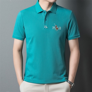 2024夏季新款男士短袖T恤衫薄款翻领刺绣上衣服半袖POLO衫男装图片