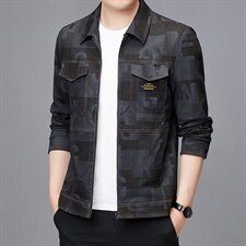 男士商务休闲牛仔夹克衫中年翻领秋冬装棉外套上衣男ASD91-P220图片