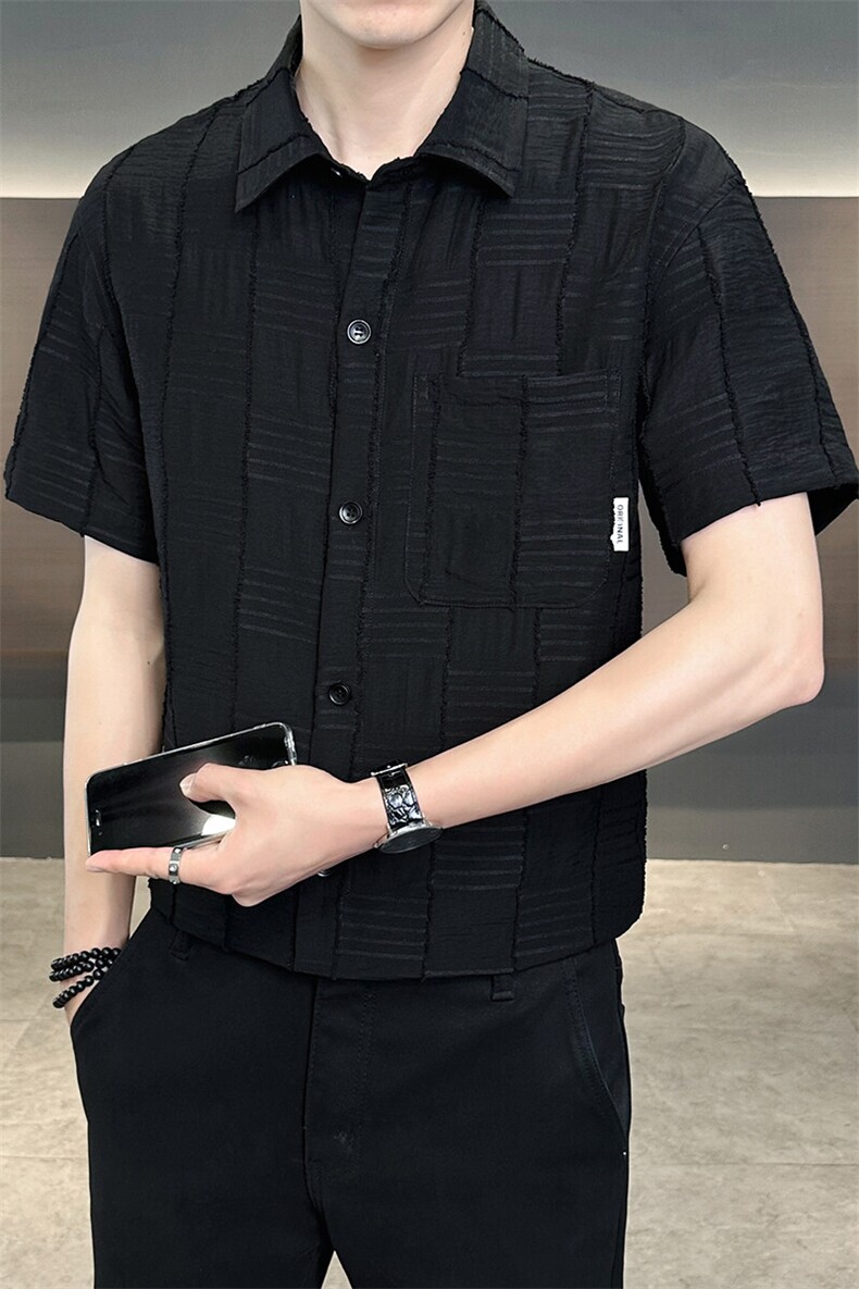 男士短袖衬衫高级感定制面料冰丝档口大货C317-C805-P55,男装衬衫,电商C317