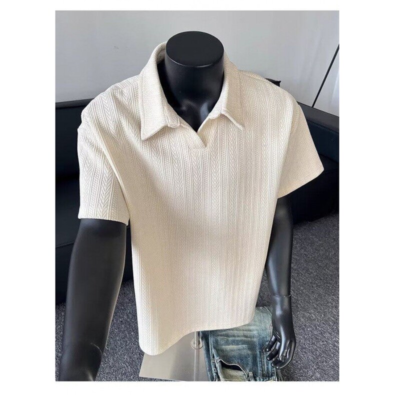 GENIOLAMODE夏季麦穗纹polo衫男2025新款美式休闲半袖宽松短袖潮,男装Polo衫,星座1116A（原606A-3）