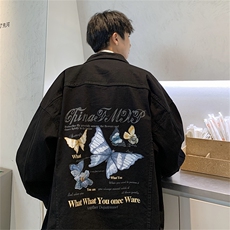 大货秋季蝴蝶印花复古高街牛仔夹克男潮流痞帅潮牌外套JK913-P88，男装夹克，星座1103-3