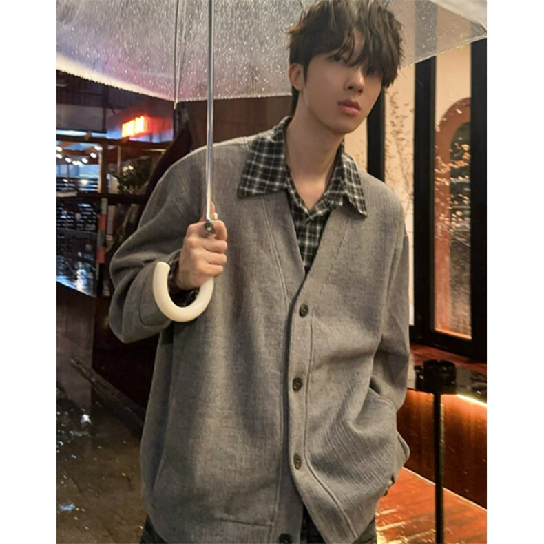 【005】假两件新款拼接衬衫外套开衫针织毛衣A079-A266-P75,男装针织衫/毛衣,电商A079