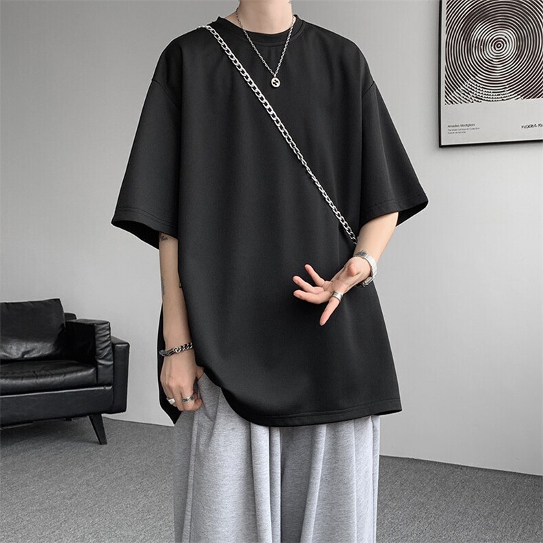 8XL-M高品质重磅棉光版纯色短袖T恤百搭款半截袖五分袖DX332特P23图片