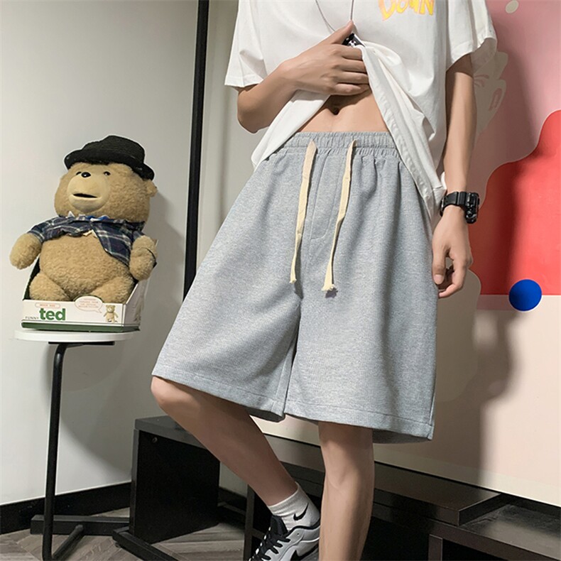 HD74099-P22华夫格短裤男大码宽松五分裤男直筒中裤,男装休闲裤,电商A040