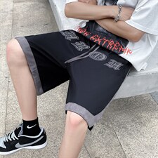 夏季潮高街五分裤男ins休闲运动直筒裤复古刺绣短裤K3231-P34,男装休闲裤,星座512-2