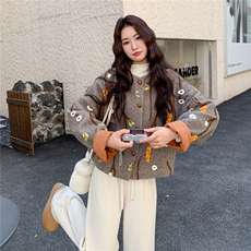 复古刺绣毛呢外套女冬季2025新款韩系休闲短款小个子显瘦呢子大衣，女装毛呢外套，2C057