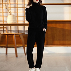 两件套装2024秋冬季新款女装韩版宽松休闲裤时尚潮流，女装套装/套裙，斯尔特羊绒