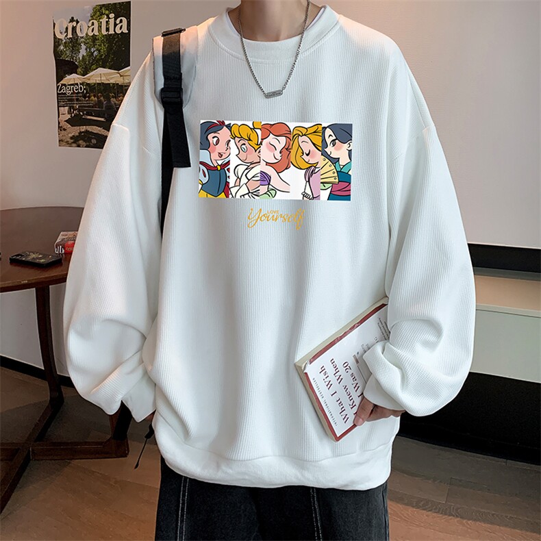 5XL华夫格卫衣男大码胖子圆领长袖t恤HW76396-P30加绒款-P40,男装卫衣,电商A040