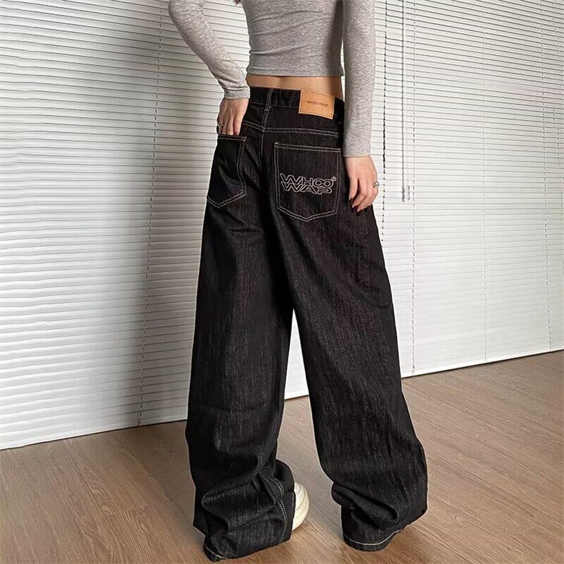现货春秋直筒阔腿牛仔裤女欧美高街堆积感拖地裤网图NKT1753-P48，女装牛仔裤，星座302B-3