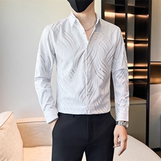 店主风新款男士店主风烫金长袖衬衫男修身衬衣301A-1/CS455/P55，男装衬衫，星座301A-1