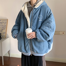 控价158牛仔外套男大码加厚加绒棉衣男羊羔毛棉服男NM53072-P140，男装棉衣，电商A040