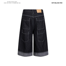 美式高街排扣阔腿牛仔裤夏薄款直筒宽松七分裤HD3131P42，男装牛仔裤，星座1013-1