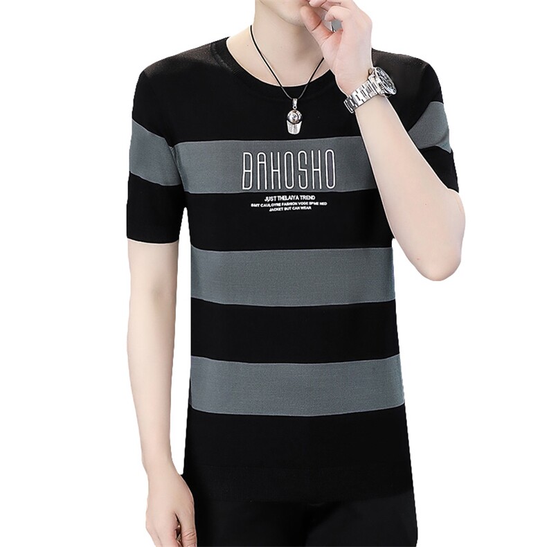 夏季薄款男士圆领短袖t恤时尚休闲2023新款打底衫修身上衣服体恤,男装T恤,电商B212（原钱塘6029）