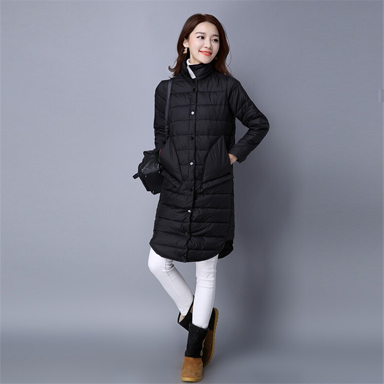 长袖2020年冬季加厚中长款修身棉衣/棉服排扣方领，女装棉衣/棉服，独衣靓