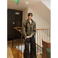 1506/QY2500/P91美式复古巴恩风外套水洗做旧拼接翻领短款夹克潮，男装夹克，星座1506