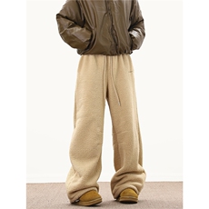 A165-K8797-P6588加厚羊羔绒直筒束脚卫裤刺绣休闲裤阔腿长裤，男装休闲裤，电商A165