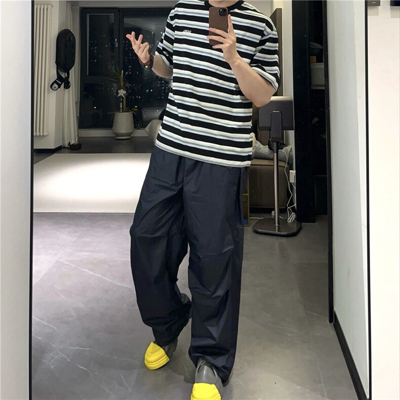DA166-P40条纹t恤短袖男夏季宽松半袖上衣五分袖体恤-网图现货,男装T恤,星座603-2