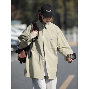 新款韩版潮牌ins长袖衬衫男女春季新款情侣宽松百搭衬衣潮CS03P45图片