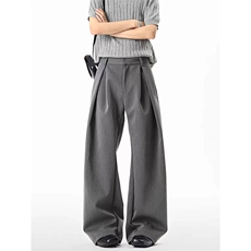 A字版廓形宽松弯刀阔腿裤cleanfit微喇西裤春季直筒休闲裤男，男装西裤，星座302B-2