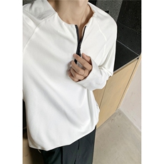 24秋冬美式半拉德绒内搭长袖T恤卫衣宽松打底衫男女H1019P38，男装T恤，电商A341