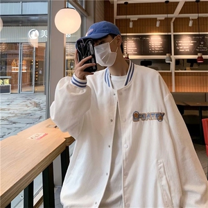棒球服男女春季潮流宽松休闲百搭灯芯绒外套韩版情侣夹克J8841-50图片