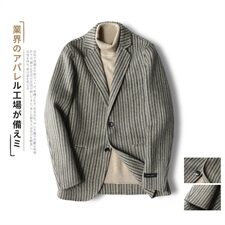 阿尔巴卡男士双面羊绒夹克条纹西装外套毛呢大衣Y8665P315控428，男装毛呢大衣，电商D230