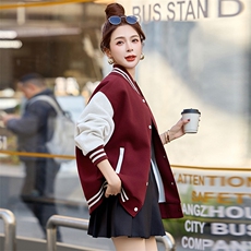 棒球服外套女2025春秋新款小个子超火休闲洋气减龄红色短款厚夹克，商品下架区，韩然一族