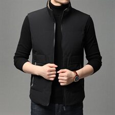 J939钱塘2020-1冬季男士衬衣领羽绒马甲90白鸭绒休闲保暖P190，男装羽绒服，钱塘207-1