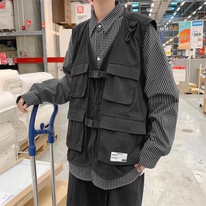 工装马甲男口袋港风潮流2023春夏季新款ins上衣宽松外套W2377-P35图片