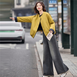 黄色宽松巨好看小个子棉服女撞色拼接2025冬季新款短外套气质图片