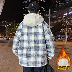 冬季男士加棉假两件格子夹克港风大码加厚棉衣外套，男装夹克，星座1206（原A206）