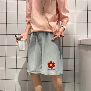 MK37257-P15 冰丝裤短裤男大码宽松休闲五分裤男运动中裤图片
