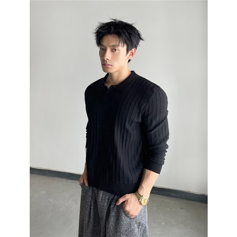 美式复古老钱风翻领POLO衫男女休闲打底针织衫上衣SM92P41,男装T恤,星座1112-1
