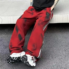 巴黎泥染裤条纹水洗卫裤男春秋季宽松直筒运动裤休闲裤KP227，男装休闲裤，星座1116A（原606A-3）